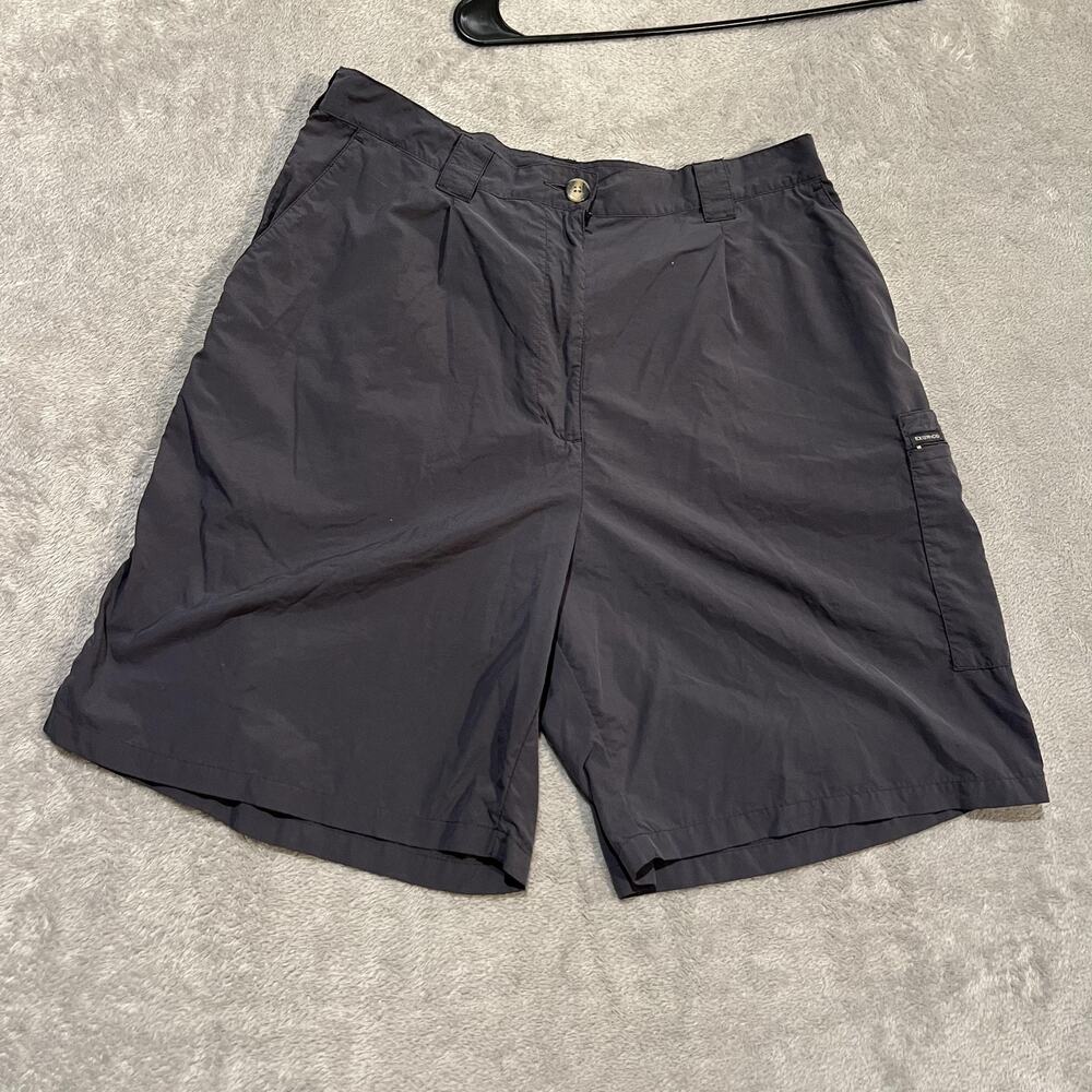 ExOfficio Shorts Womens 16 Dark Gray Nylon Travel Hiking Cargo Zip Pockets